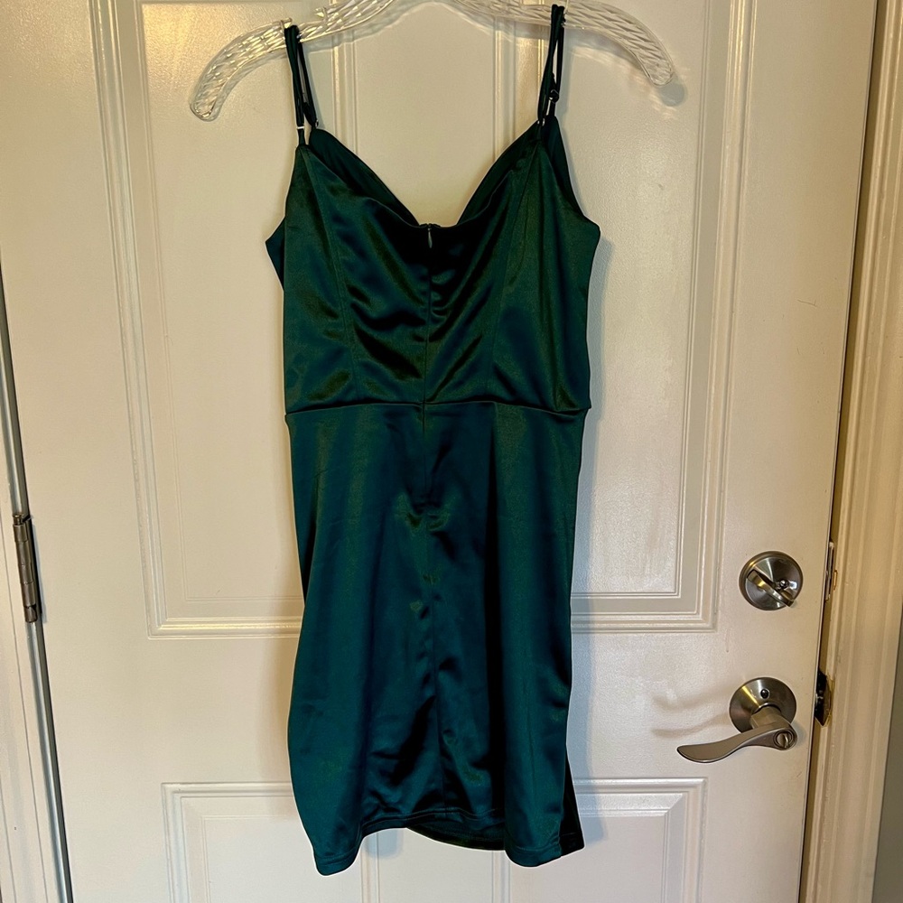 Lucy in the Sky Emerald Satin Dress